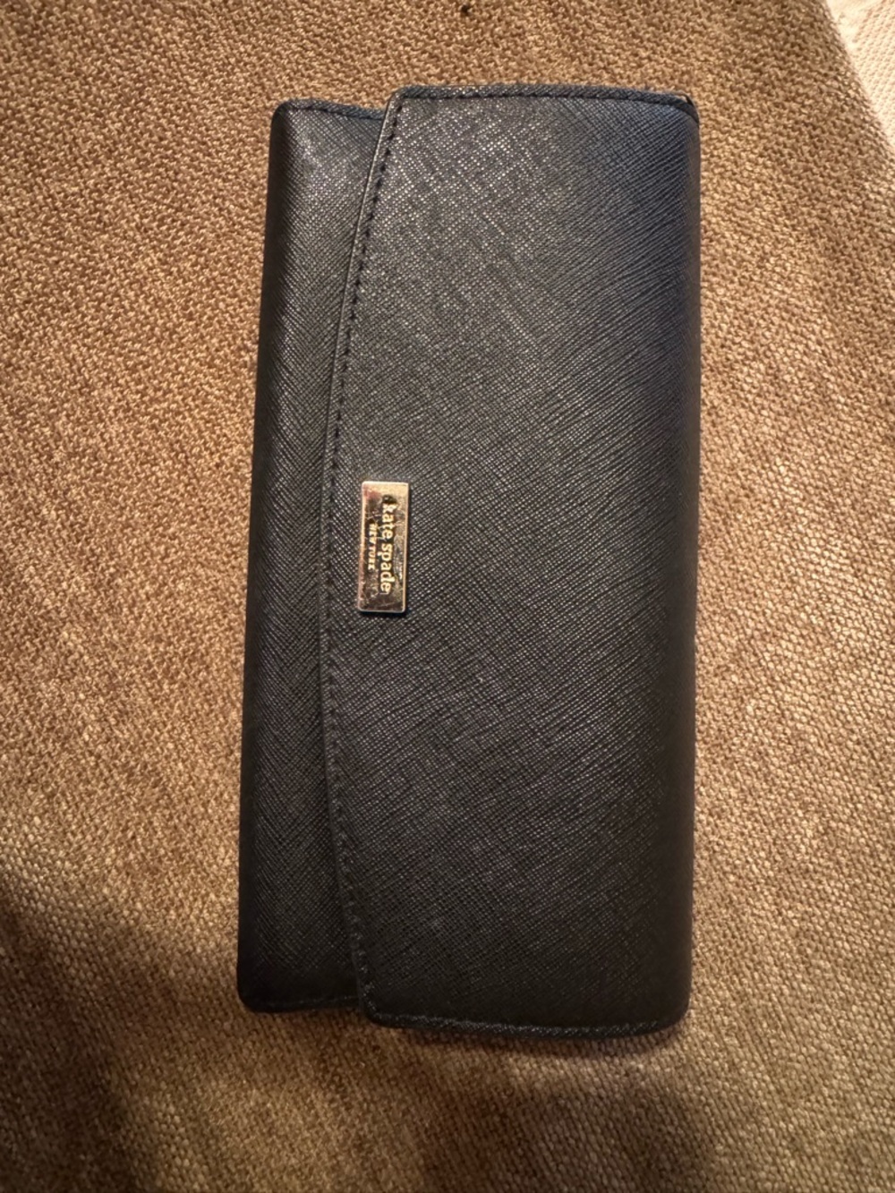 kate spade Black Saffiano Leather Continental Wallet